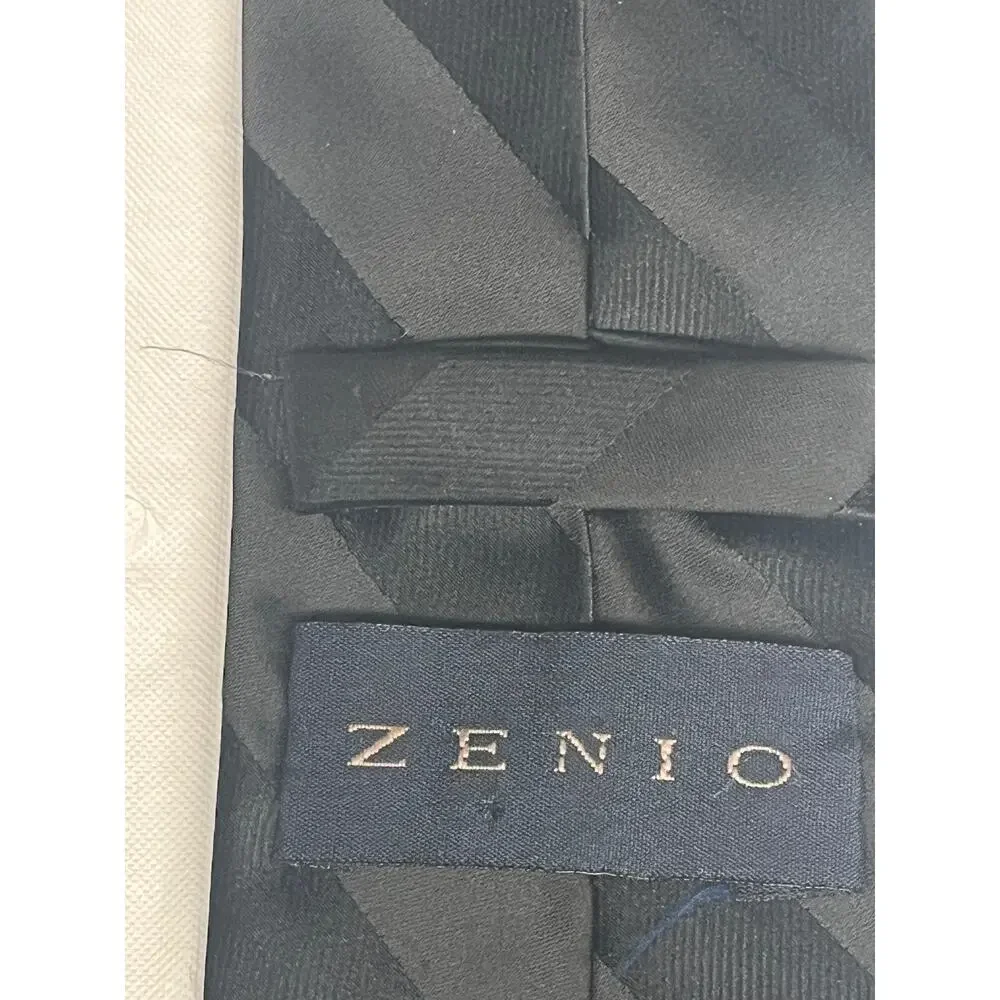 ZENIO Microfiber Tie - Black on Black - Hand Made - Slim Necktie 2.75